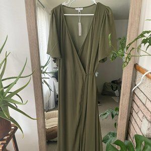 Ivy Wrap Maxi Dress, Olive